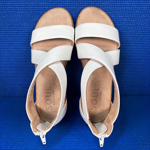 🔴 Soul Naturalizer CINDI Women`s Size 7.5M White Tan Strappy Sandals - Picture 6 of 8